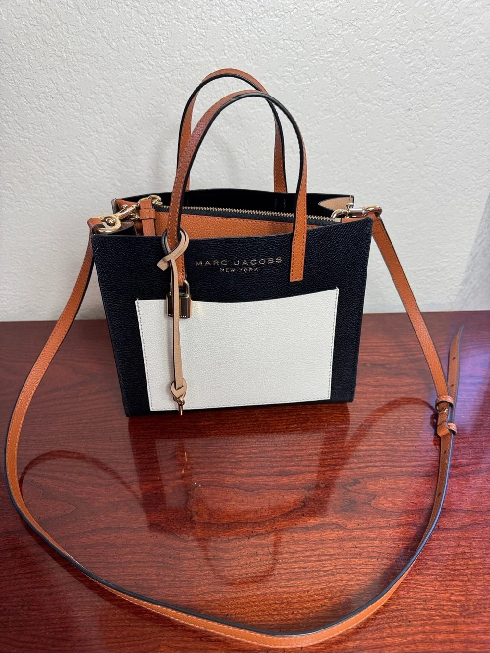 Marc Jacobs Black, White & Tan Colorblock Satchel